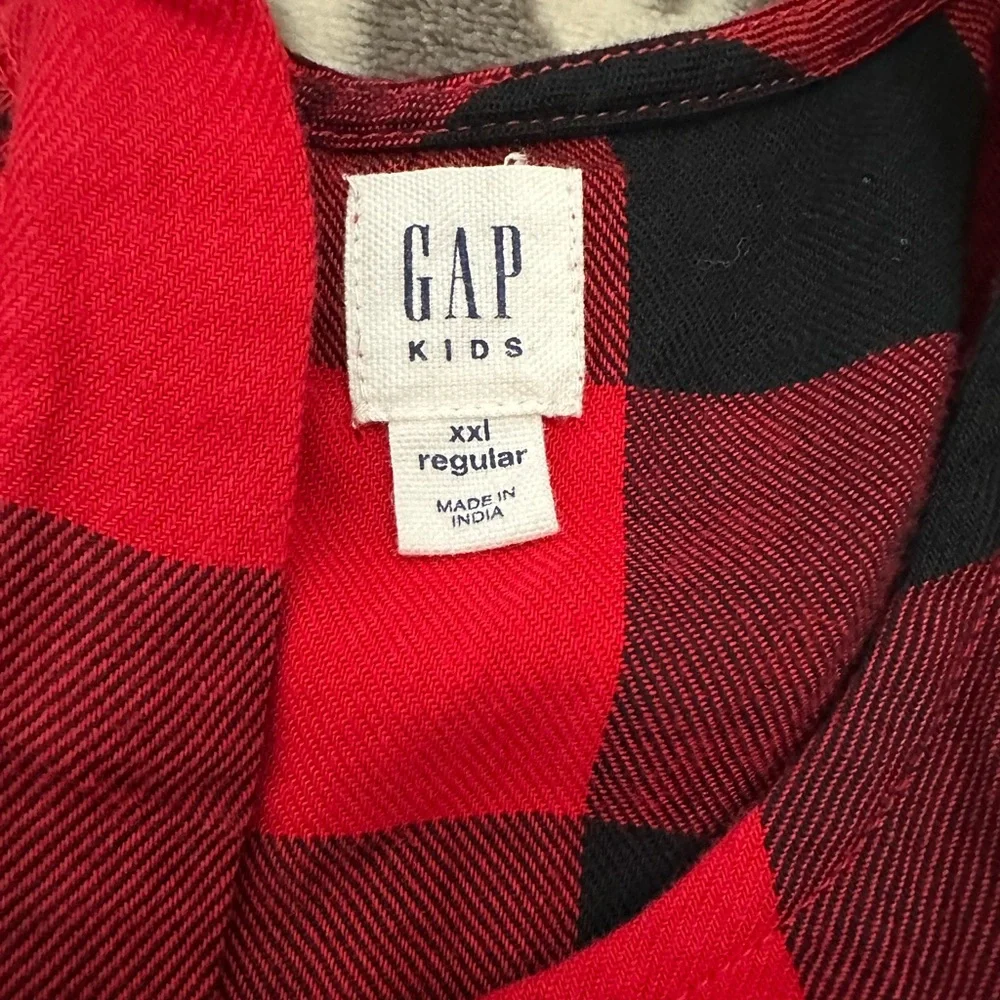 GapKids Buffalo Plaid Bell Sleeve Dress in Red Black Size XXL Regular Girls